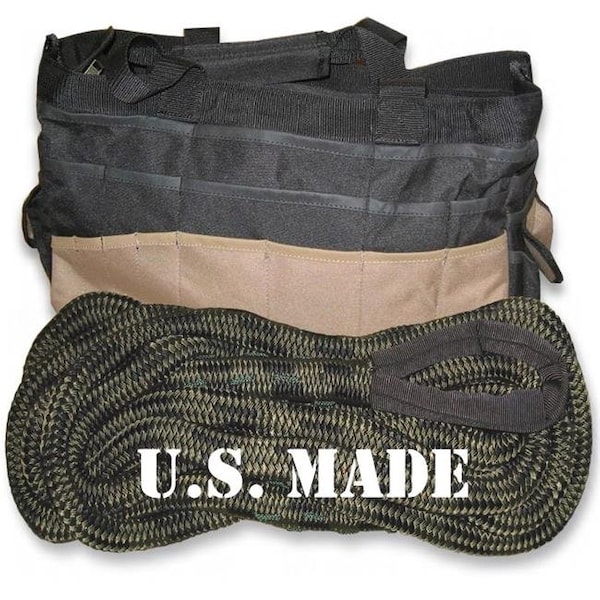 U.S. made 5/8 inch X 20 ft "CAMO" Safe-T-Line Kinetic SNATCH ROPE with Heavy-Duty Carry Bag - UTV/ATV VEHICLE RECOVERY